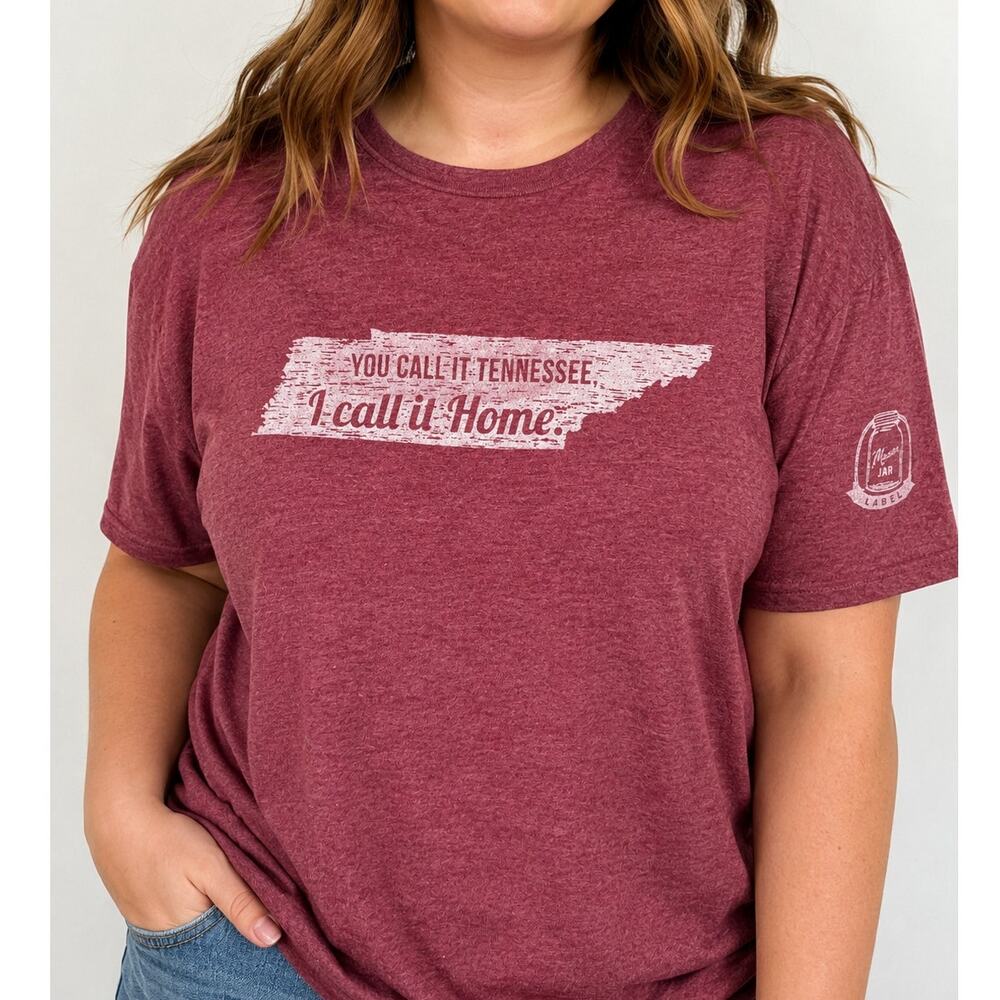 Mason Jar Label Tennessee Graphic TShirt XL Red Souvenir Travel Cotton Blend